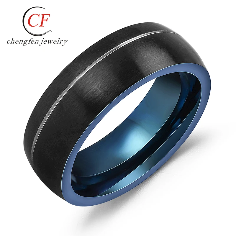 Wedding Bands Rings Band Tungsten Carbide Personalized Mens Matte Black Groove Channel Black Engagement Bands or Rings CFR3205