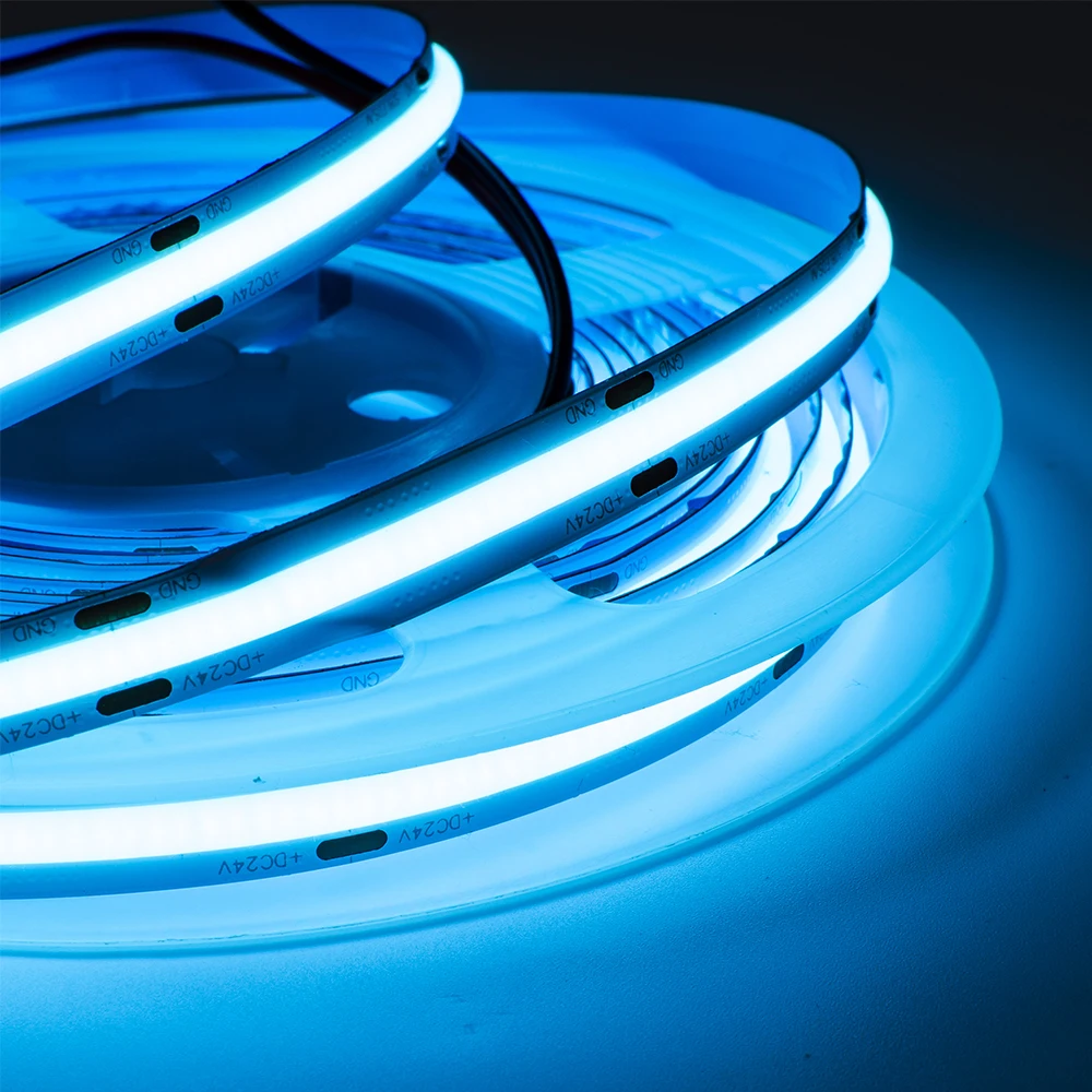 High brightness no light point flexible DC12v 24v 11W/M 480leds tape rope light flexible COB LED strip