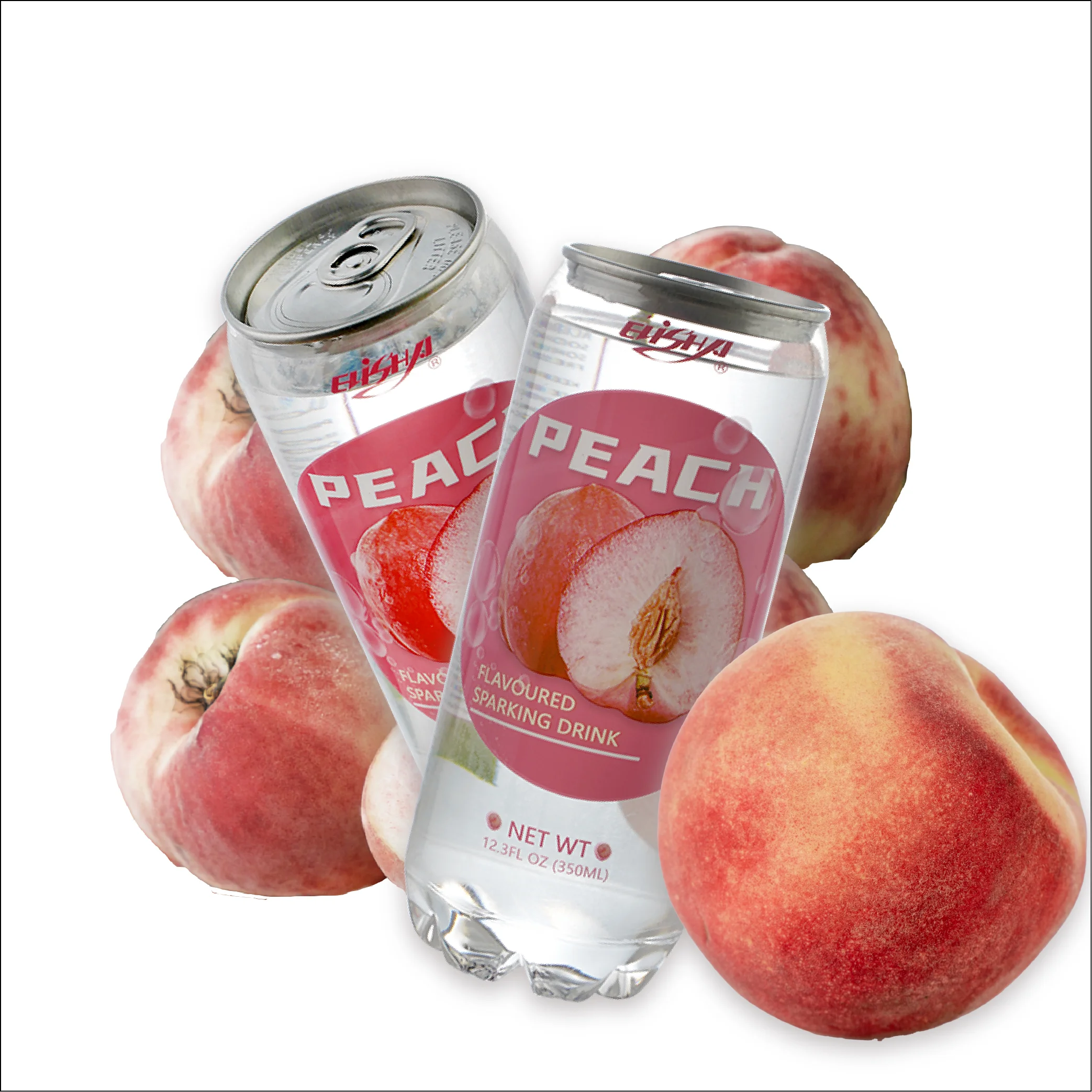 Asia Manufacturer Soft Drink 350ml Pet Can peach Fruit Flavor Soda Drink