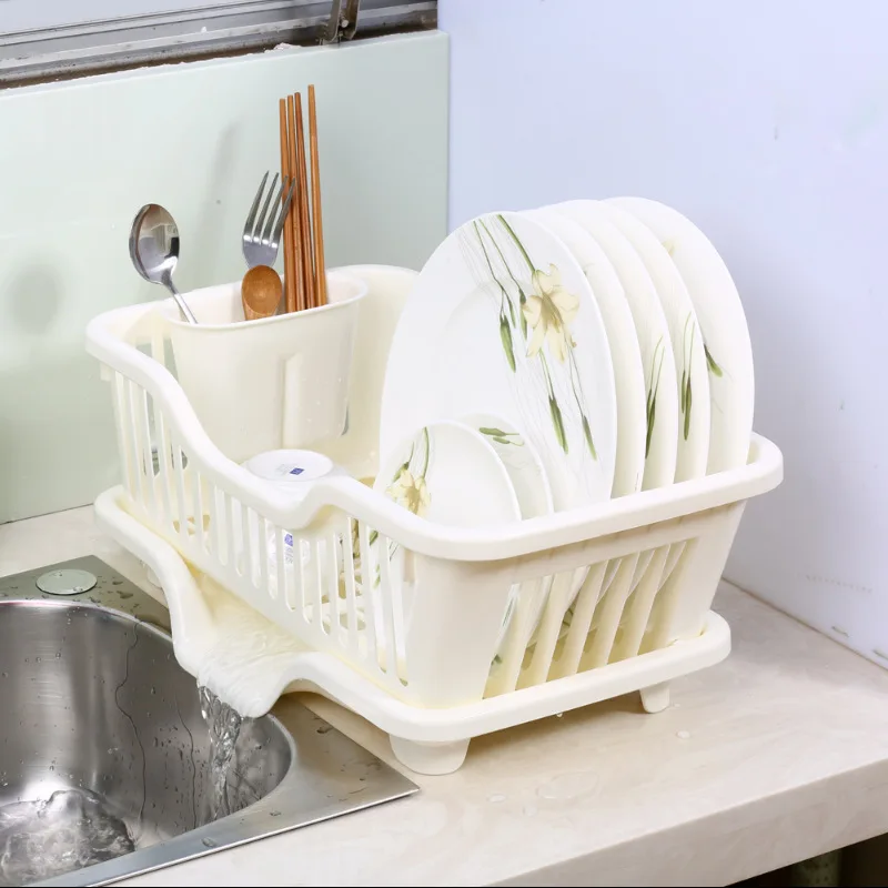 Multifunction PP Plastic Kitchen Cutlery Organizer Basket Bowl Dish Self-Draining Storage Holder and Racks