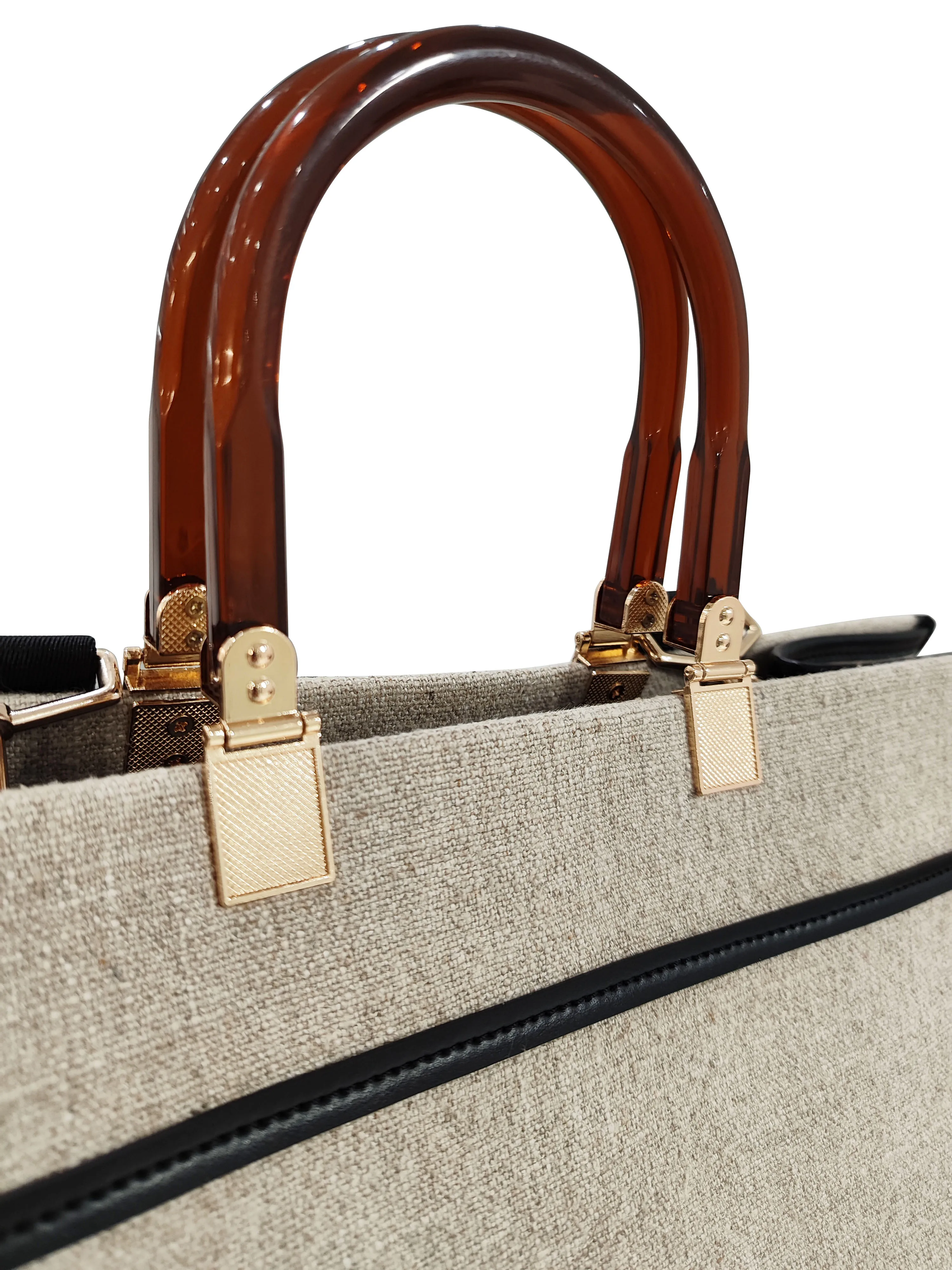 Custom New design Good capacity and nice style Posh style Cotton Tote Bag with resin Handle 40*35*20CM