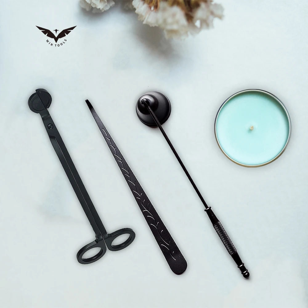 Wholesale Custom Accessories Scissors Tool Cutter Care Set Black Candle Wick Trimmer Kit
