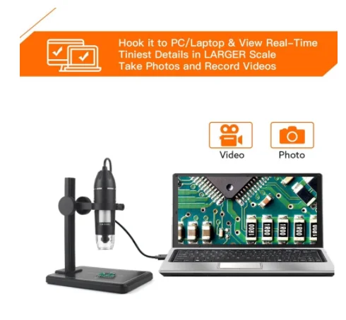 Professional USB Digital Microscope 1000X  8 LEDs 2MP Electronic Microscope Endoscope Zoom Camera Magnify WITH  Lift Stand