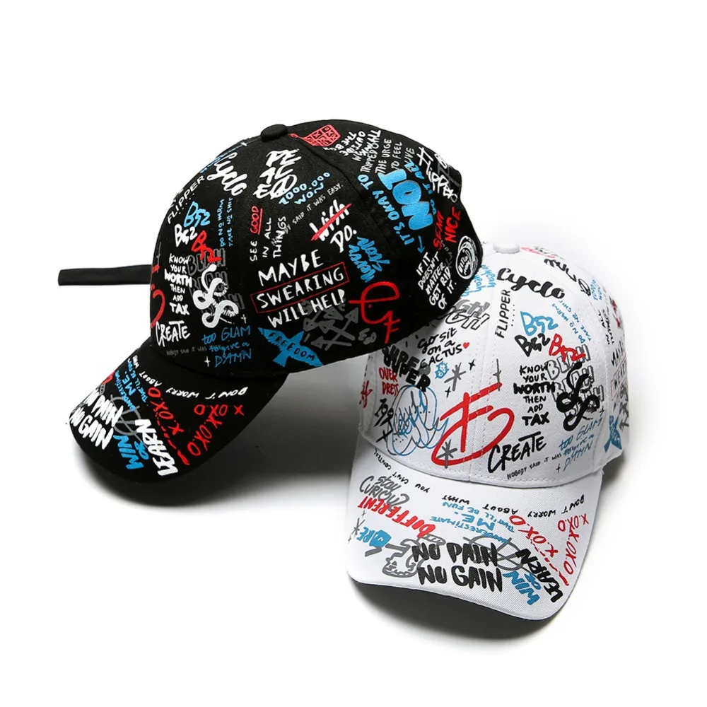 Letter Baseball Cap Graffiti Sun Hip Hop Cap Visor Spring Hat Men Adjustable Snapback Cotton Cap For Women Men Hats