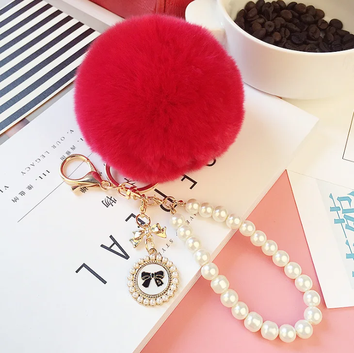 Лидер продаж заводская цена брелок с пушистым круглым шаром изысканный