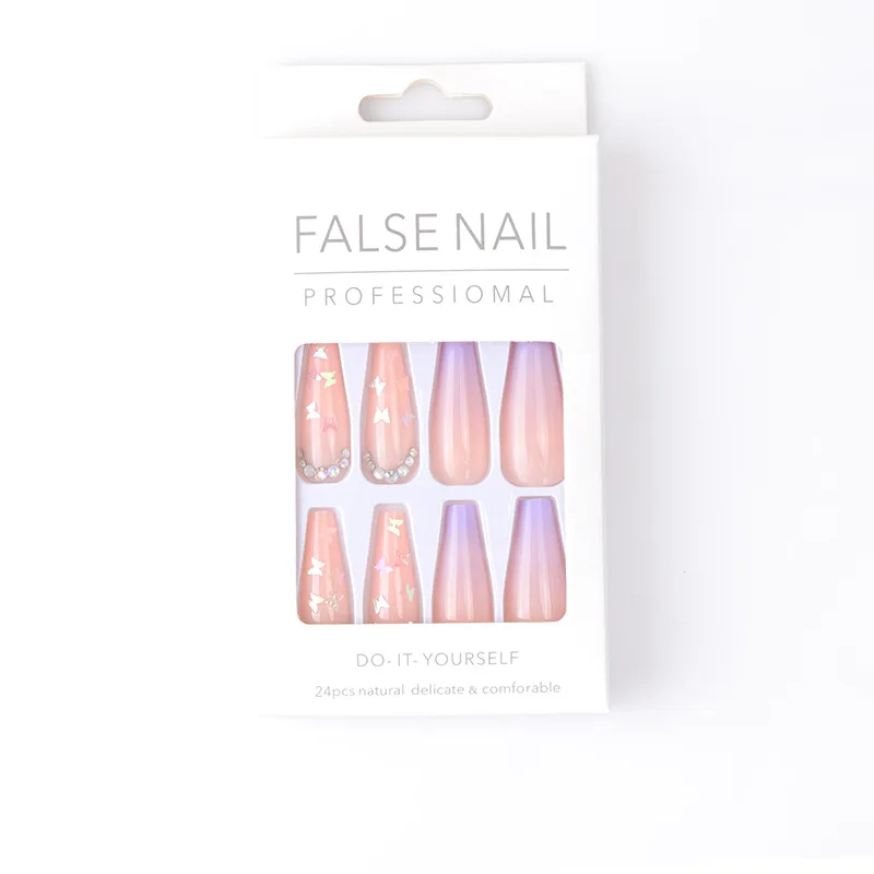 Aokitec French Tip Clear Bling Luxury Box Of Long Press On Nails Colorful Set Vendor 2021