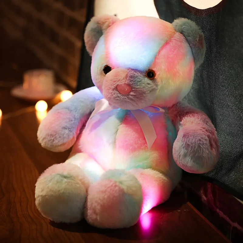 Lovely LED Coloful Bear Plush Toys Stuffed & Plush Toy Animal Popular Bear Plush Toy Cartoon Teddy Bear Doll for Decoration