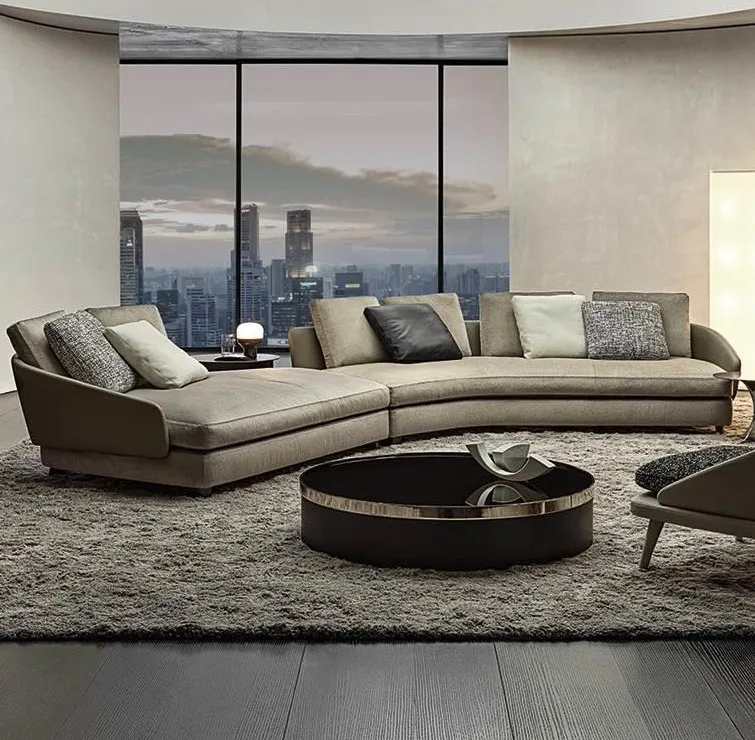 Fashion Italian living room curved sofa set design luxury villa sofa modern high end home sofa furniture set