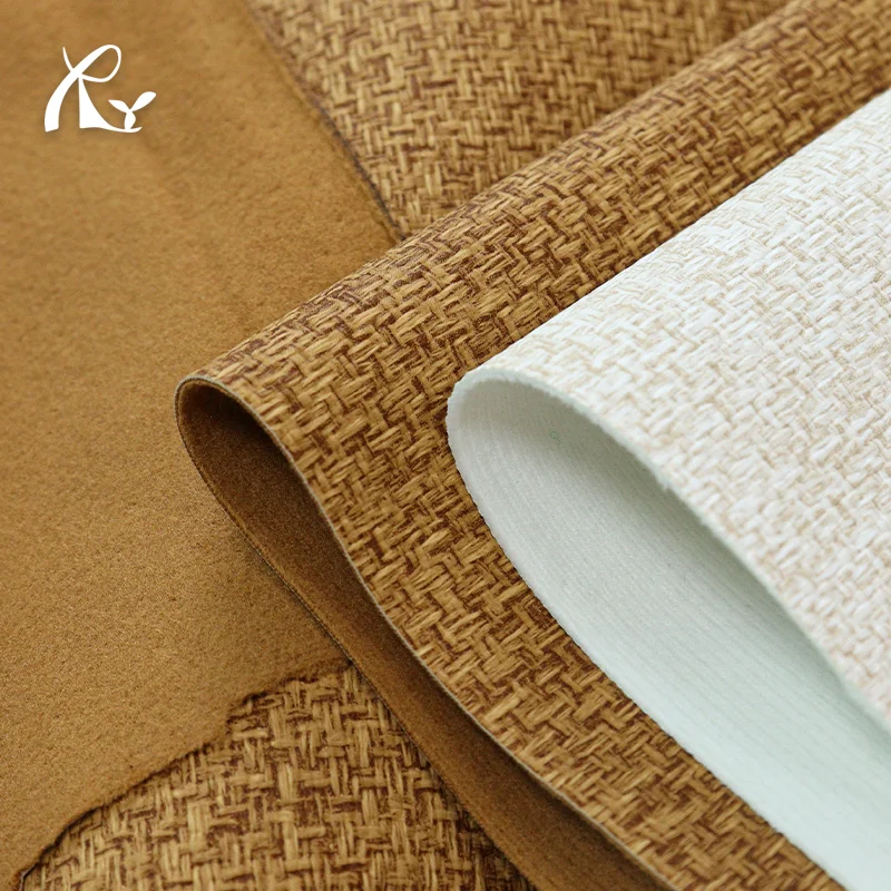 Imitation Cloth Pattern PU Leather 0.9mm Bag Briefcase Handbag Furniture Grain Line Synthetic Leather