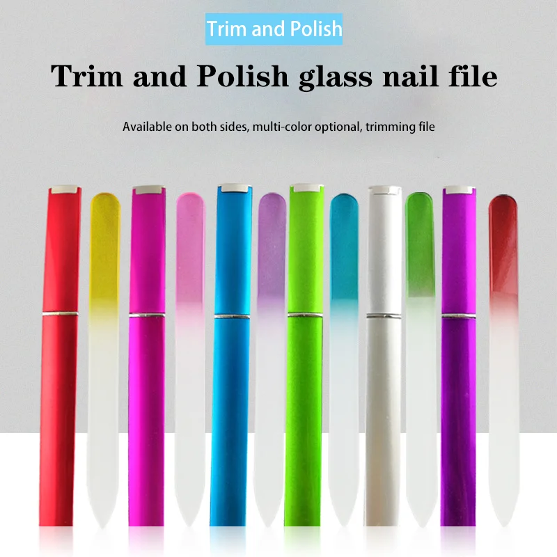 OEM/ODM Washable Double Sided Glass Files Professional Etched Nano Glass Nail File With Case For Manicure