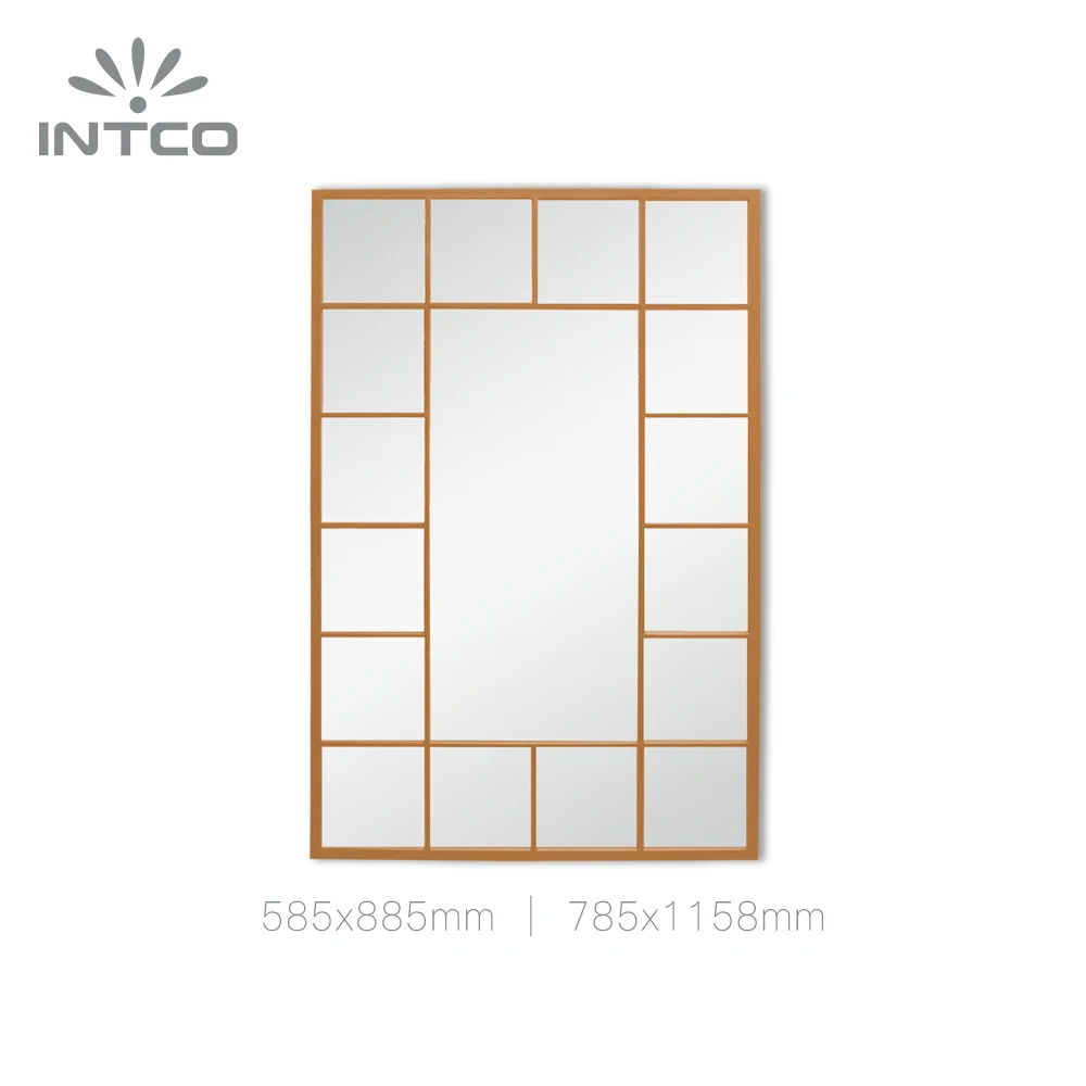 INTCO New Arrival Fashion Luxury Hallway Antique Framed Makeup Dressing Decorative Window Pane Mirrors