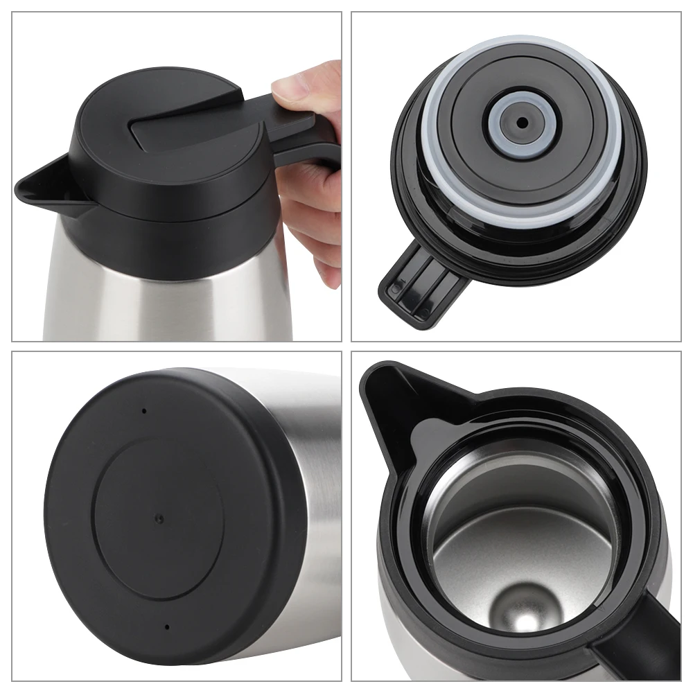 1L 304 Stainless Steel Insulated Thermal Coffee Carafe Portable Vacuum Water Tea Pot with Lid for Hot Beverage Keeping