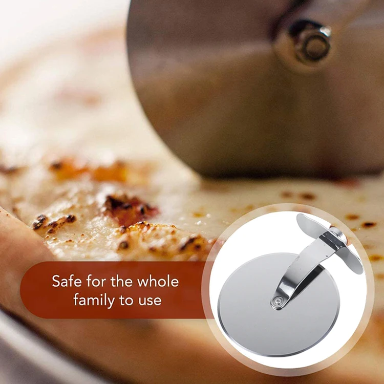 ANJUKE Wholesale Stainless Steel Kitchen Pizza Slicer Tools Natural Wooden Handle Pizza Wheel Wood Pizza Cutter