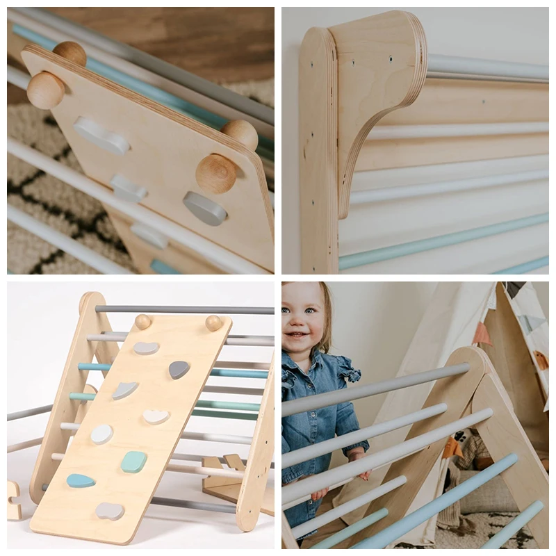 Kid wooden climbing frame  triangle climbing ladder education toys for kids