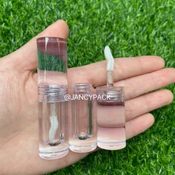 Full Transparent Clear Empty 5.5ML Lip Gloss Bottle Round PET Plastic Lip Gloss Tube big wand lip plumper tubes packaging