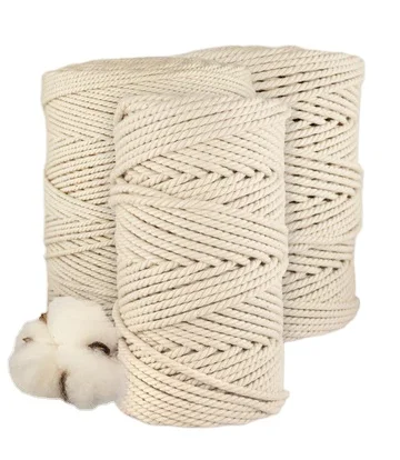 Twisted Natural Cotton Cord for DIY Rope Baskets Decorative Projects White Craft Rope