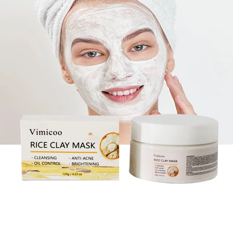 Private Label Best Anti Acne Mask Product Oil Control Deeply Cleansing Hyaluronic Acid Facial Rice Clay Mask