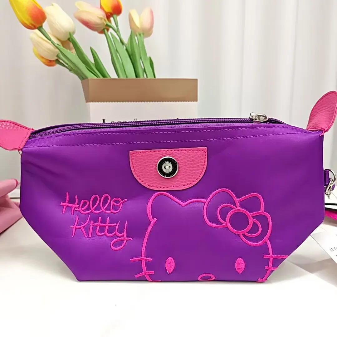 XUX Fashion Kawaii Cat Nylon Makeup Bag PU Girl Outwear Big Capacity Cosmetic Zipper 4 colors
