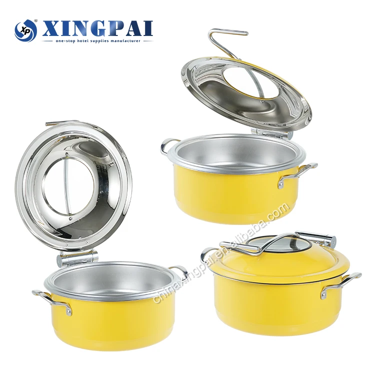 XINGPAI factory direct sale chafing dish pour buffet yellow color food warmer sets chafing dish electric heater