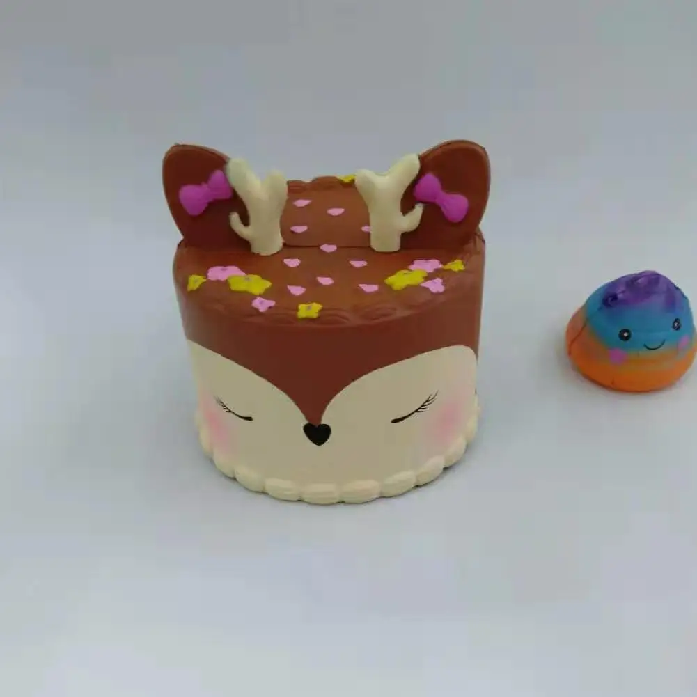 Pu Foam Anti-stress Antler Cake Custom Cake Stress Ball Pu Food Promotional Cute Animal Cakes Squishy Toys Gift