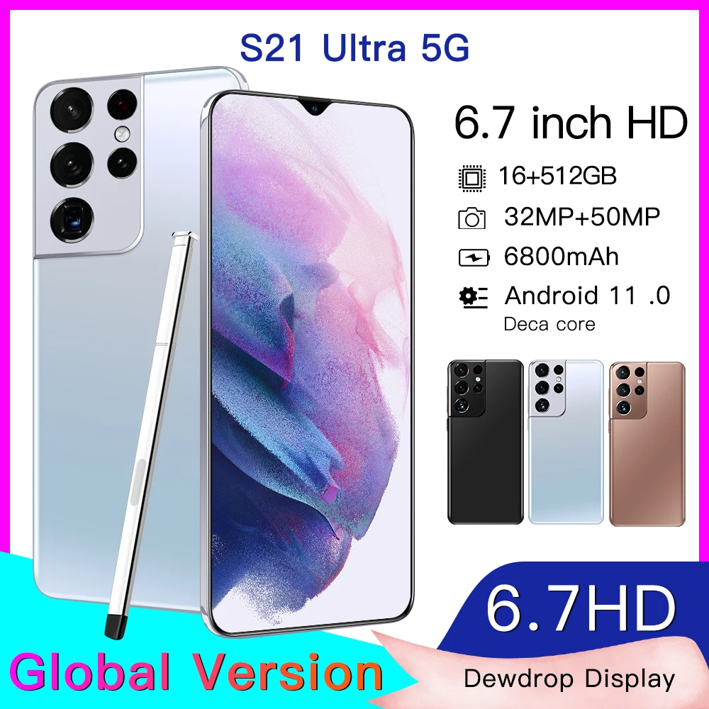 Новая акция индивидуальный логотип S21ultra 5g телефон clon No Minimum S21 + Ультра смартфон Сотовый