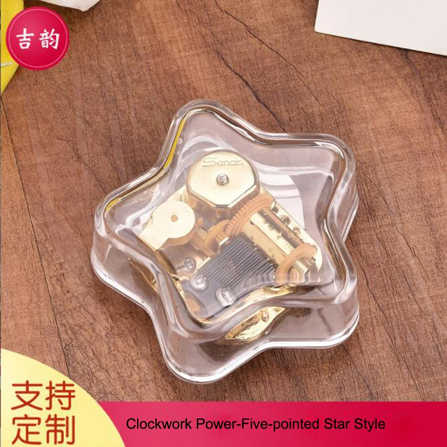 Wholesale Mini Hand Crank acrylic music box Custom logo Hot Selling Mini Music Box with custom song Clockwork Power music box