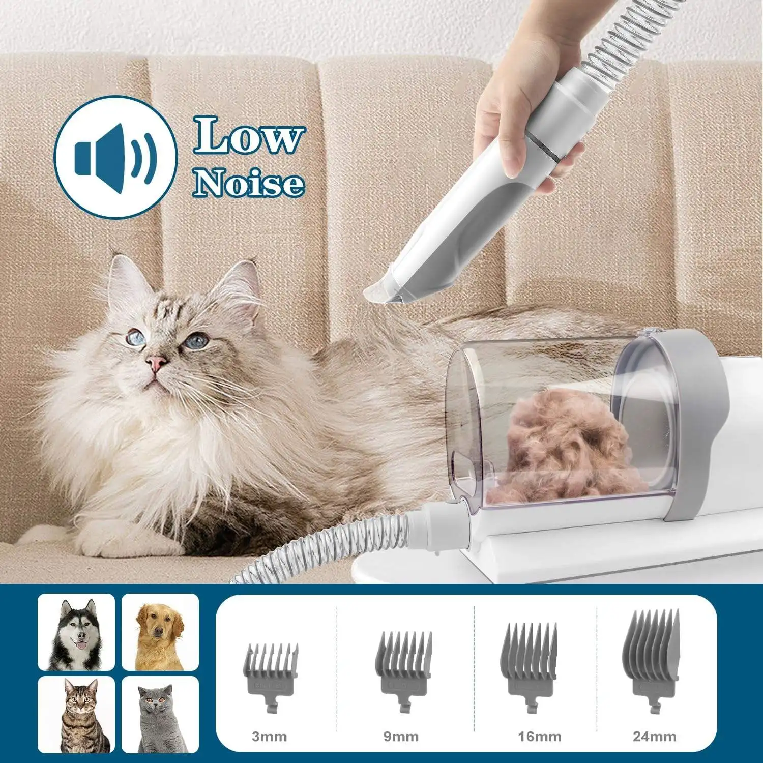 5 in 1 Professional Electric Pet Grooming Tools Fur Remover Hair Brush Clipper Set Trimmer Cleaner Vacuum For Cats Dogs