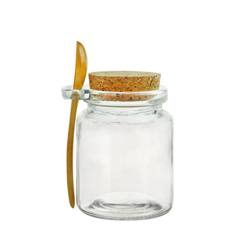 Стеклянная банка с бамбуковой ложкой и Пробковой Крышкой для специй, солевых приправ, 8 унций, 250 мл