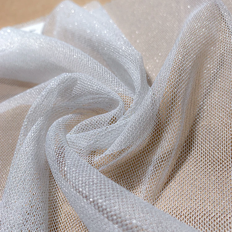 Beautiful Tulle Fabric Nylon Silver Line Mesh Fabric For Wedding Tutu Dresses