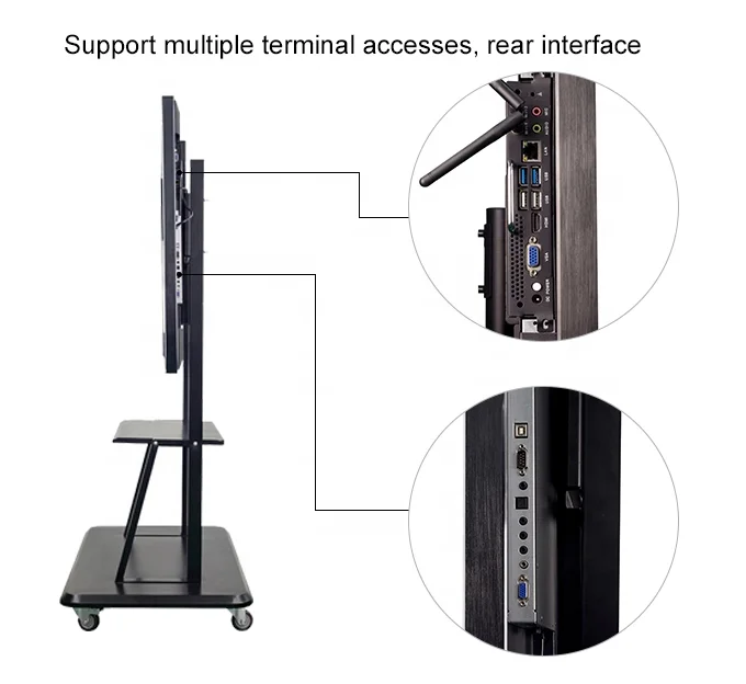 customize 55 65 75 85 150 inch Benchmark Interactive White Board Smart Mobile Stands For Interactive Board With Projector Set