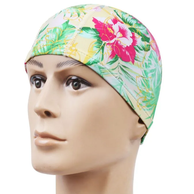 Low price Customized Logo Bathing Hat Boys Swimming Hats Stretch Milk Silk Hats