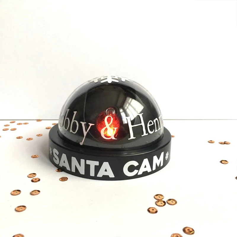 Mini Santa Camera Dummy Security  LED Light Surveillance Security Dome Santa Cam For Home Family Black Simulation Festival Decor