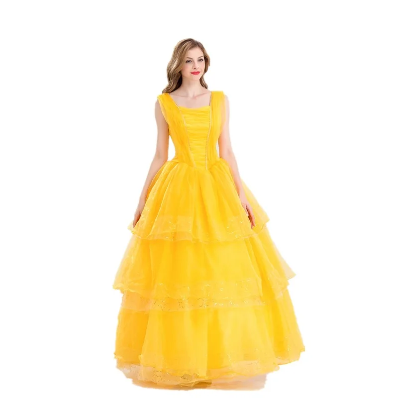 Wholesale Customized Live Action Version of Beauty and Beast Bell Princess Yellow Bell Princess Dress