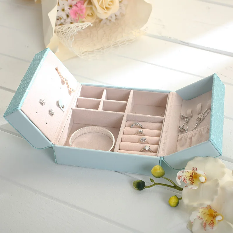 wholesale Custom Logo earring Ring Necklace Girls Removable Vegan Leather Travel Jewelry Case Storage Organizer Jewelry box