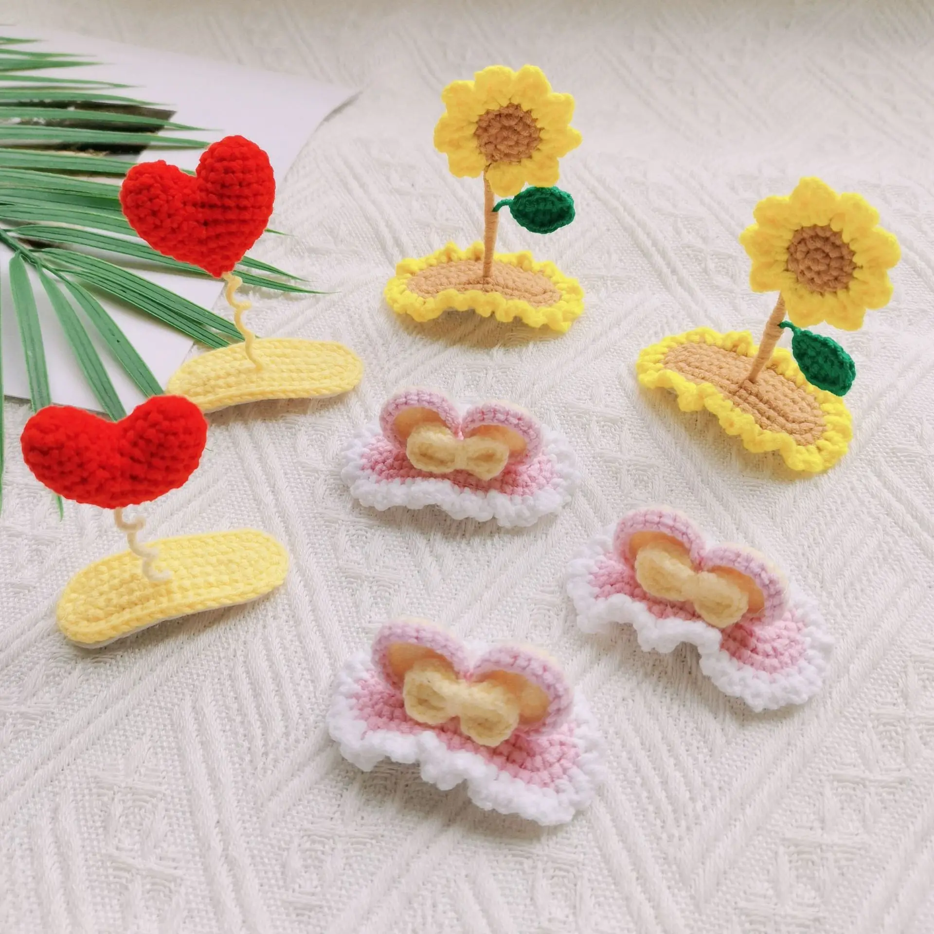 Handmade Crochet Gift hairpin Sunflower Love Hairpin  Clip Cherry BB clip Sugar gourd bangs clip Hair Accessories for Girls