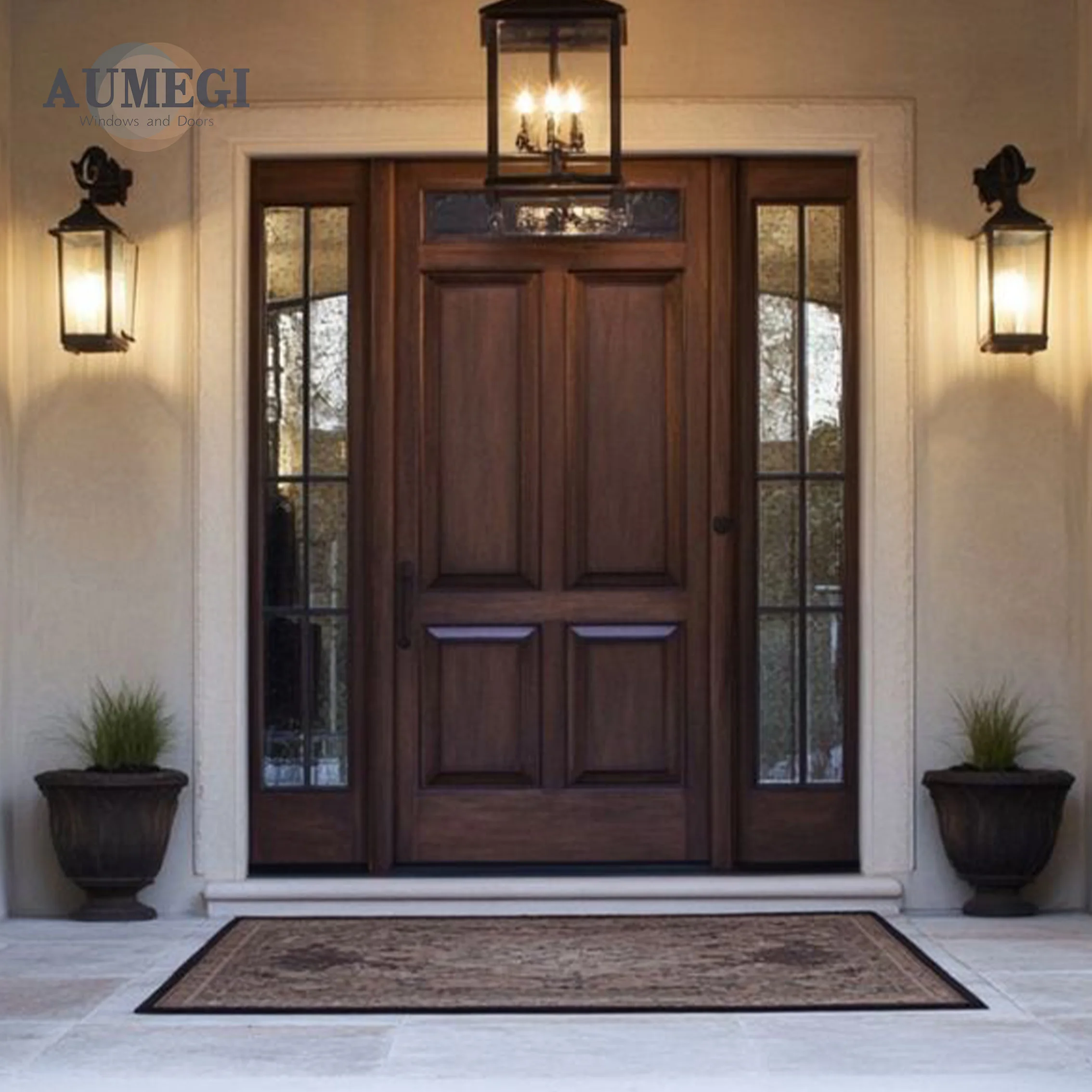 AUMEGI Wrought Jamaica Patch Houses Front Turkish Fixtures Smart Chinese Style Entrance Security Doors