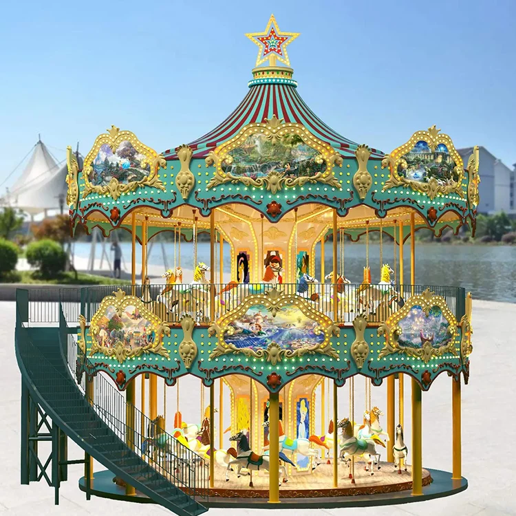 Small Kids Rides Rotating Horse Shopping Mall Mini Upper Drive Merry Go Round Carousel