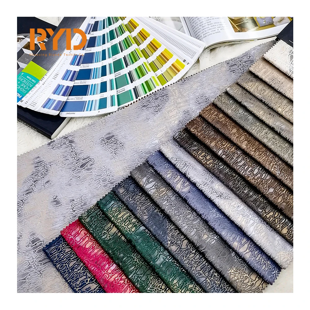 Holland Velvet Dyed 2 Color Glue Emboss upholstery 100%polyester Living Room Sofa Fabric