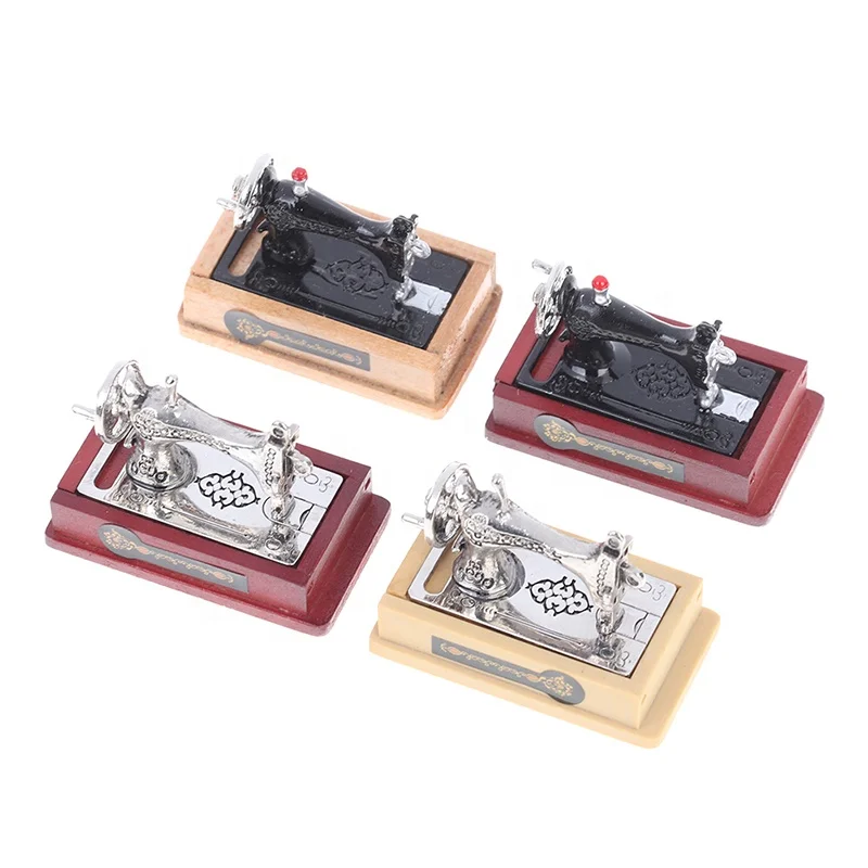 1/12 Doll House Decor Miniatura Toy Vintage Miniature Sewing Machine Furniture Toys Gifts For Retro Children Toys Accessories