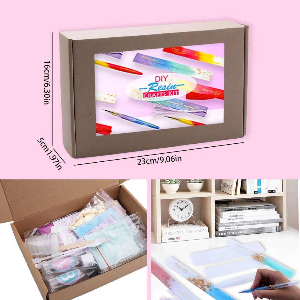 TIMESRUI Resin Bookmarks Making Kit With Silicone Molds Crystal Clear Epoxy Resin Pen Making Kit for Beginners DIY Bookmarks