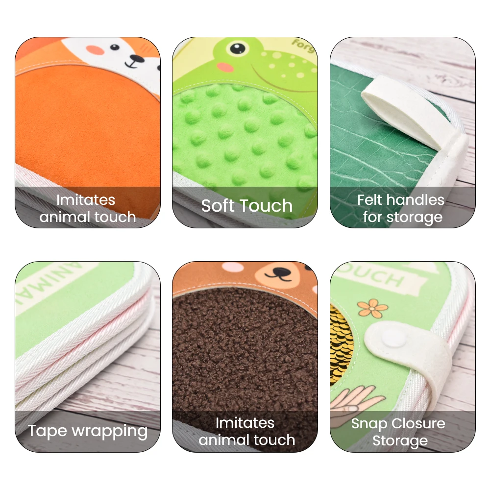 Educational Sensory Mats Book Assorted Textured Sensory Tiles Felt Educational Sensory Mats Book  for Kids and Autistic Children