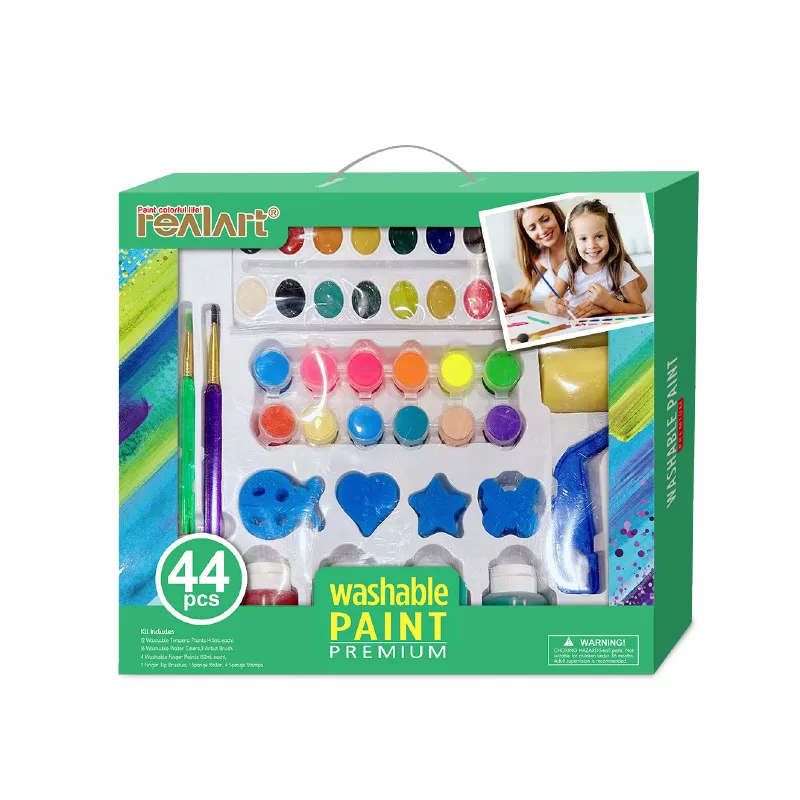 Wholesale 44 pcs art drawing washable tempera paint set for kid