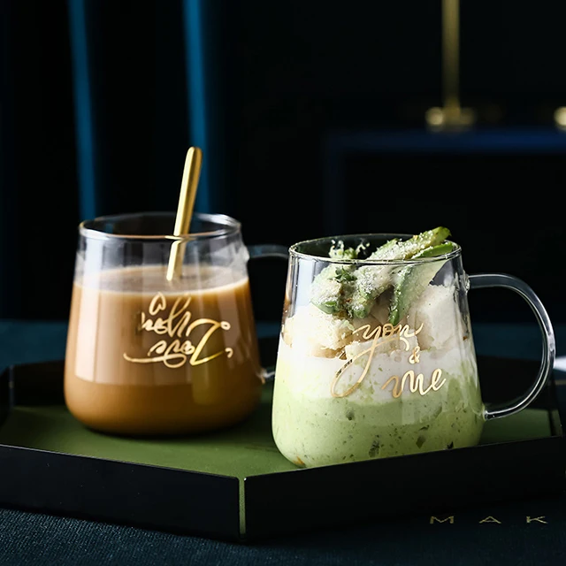 Simple Style Letters Depicting Gold Pattern Mug Gift Cup Ice Cream Dinnerware Glass Coffee Cup Coffee Glasses China Glass Water