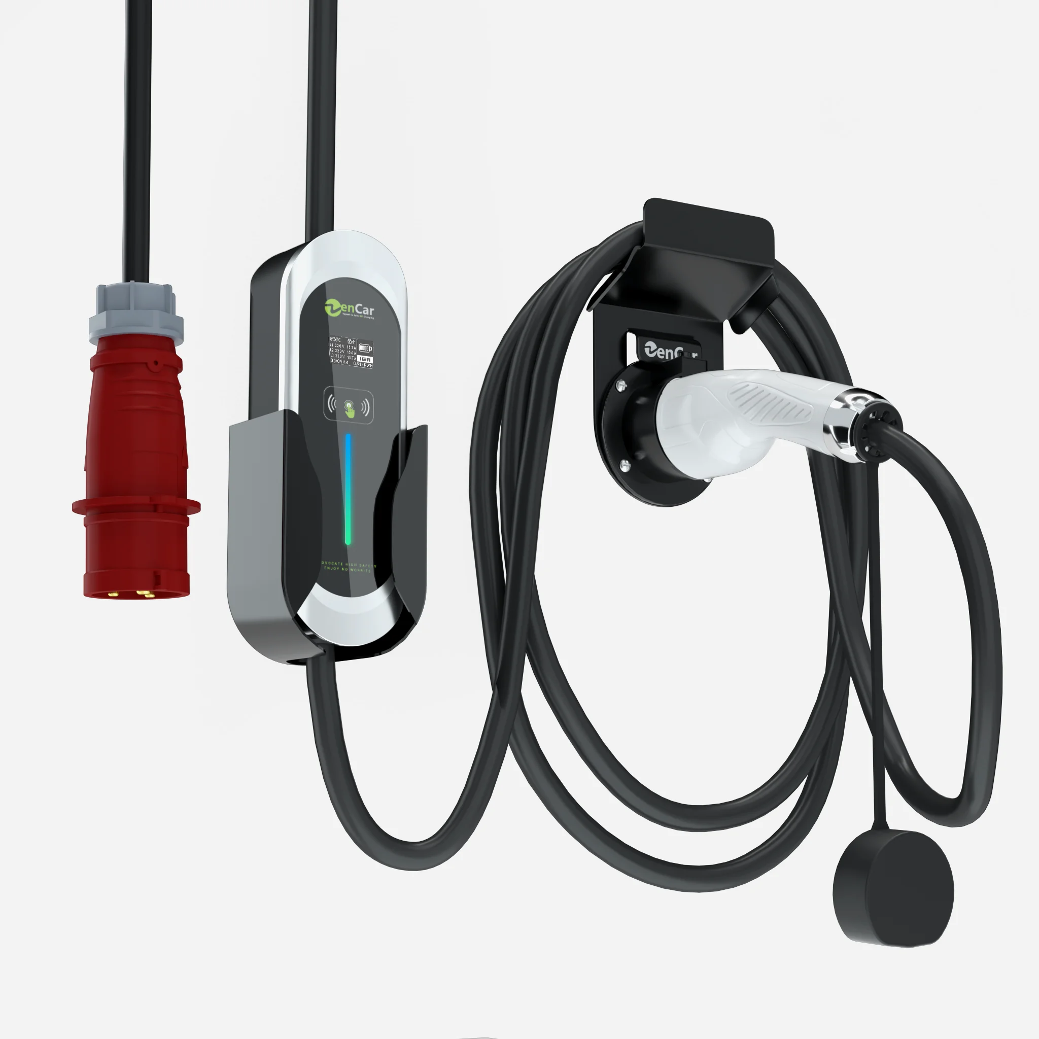 ZenCar Model E 11kw car charger 16A portable ev charger with DC 6mA Gen5 wall mounted home ev charging cable with type B RCD