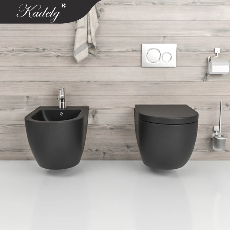 Sanitary Ware Ceramic Wall Mounted Matt Black Best Bidet Toilet Seat