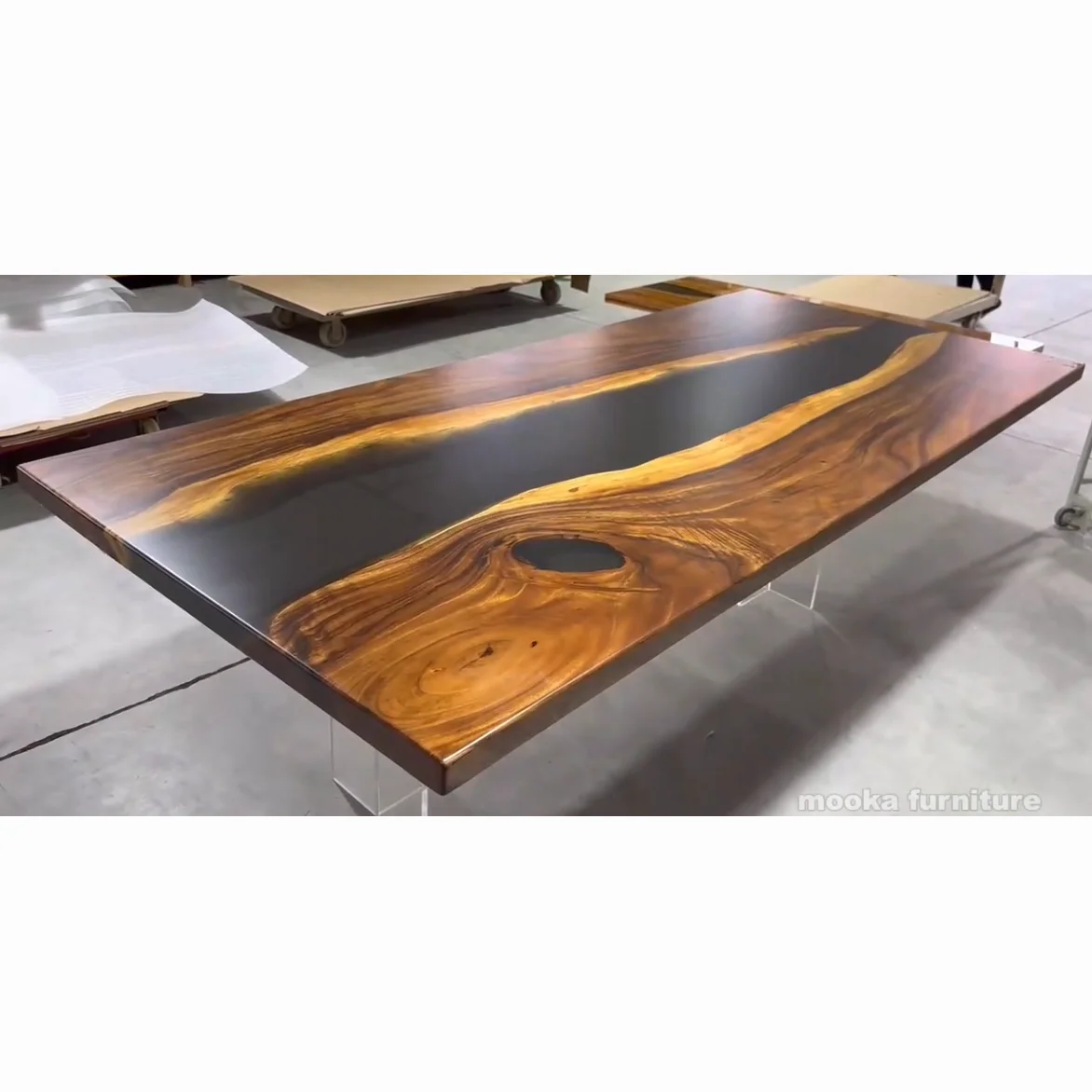 Kitchen furniture matt finish epoxy table top live edge wood slabs river table