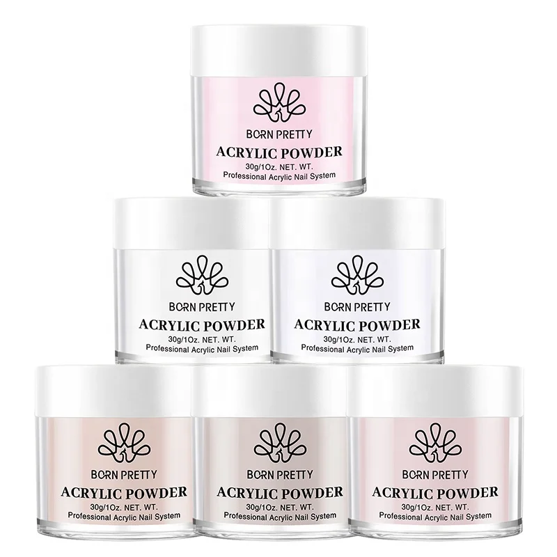 BORN PRETTY Private Label продукты для ногтей кристально чистый белый розовый акриловый порошок наращивания и резьбы