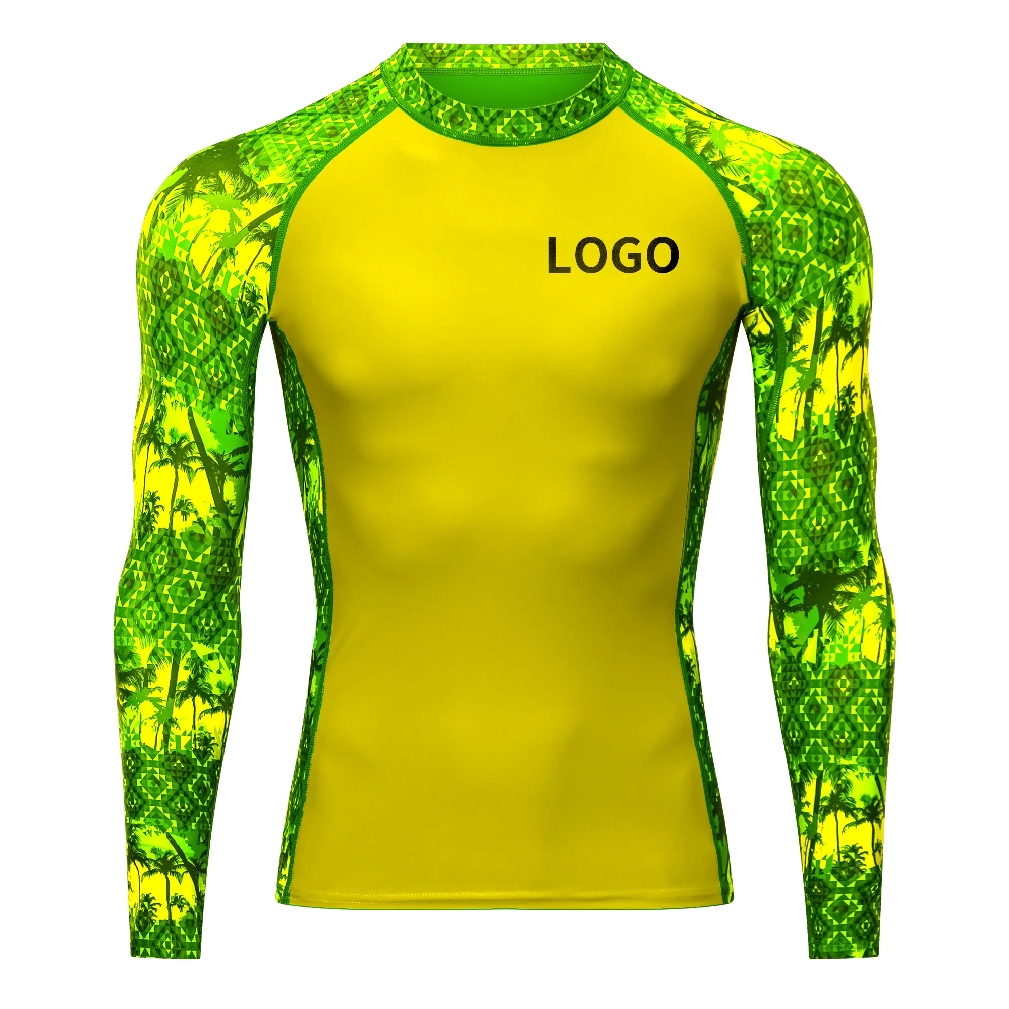 Wholesale High Quality Rash Guard for Men Spandex UPF50 Surf Diving Rashguard BJJ MMA Gym Compression Shirts