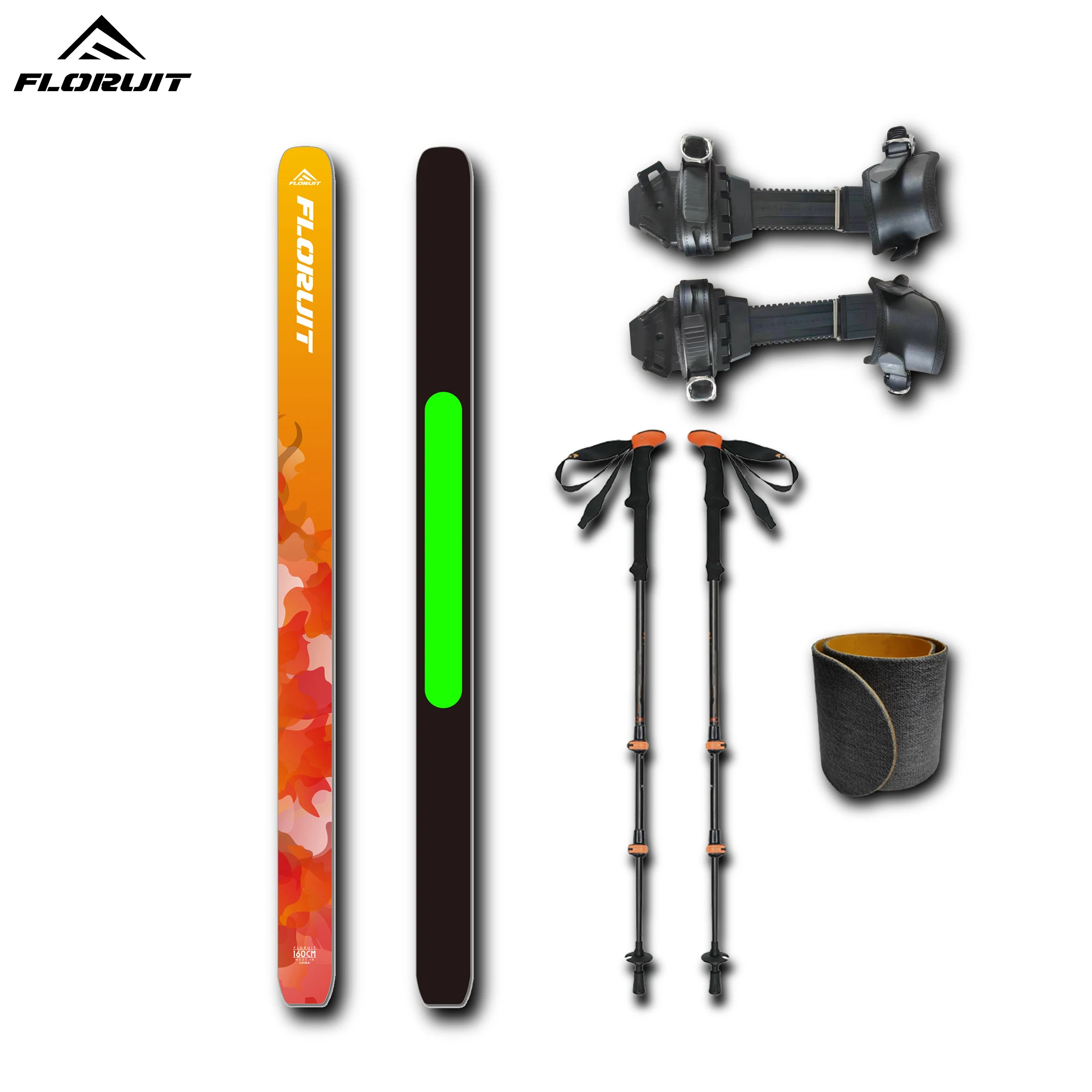 FLORUIT   Adult  Hok skiing wide backcountry ski set equipment with bindings