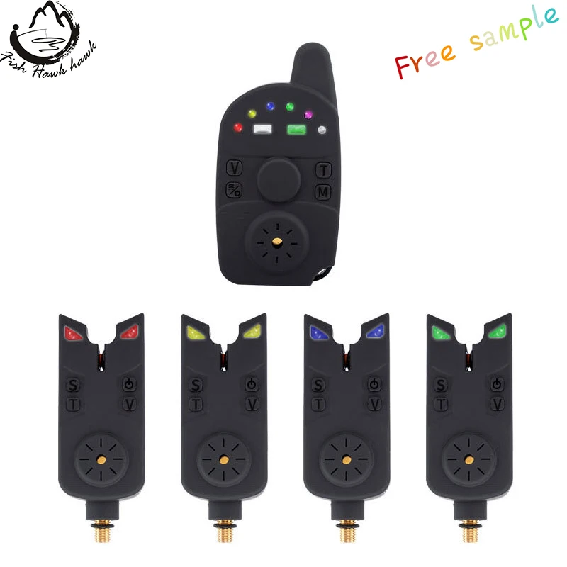 High quality Carp fishing tackle Colorful LED light wireless fishing bite alarm 1+4 set